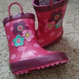 Western Chief Pink Polka Dot Kids Rain Boots
